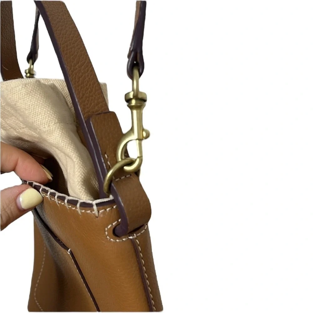 Lucky Brand Tan Leather Cloth Small Crossbody Bag